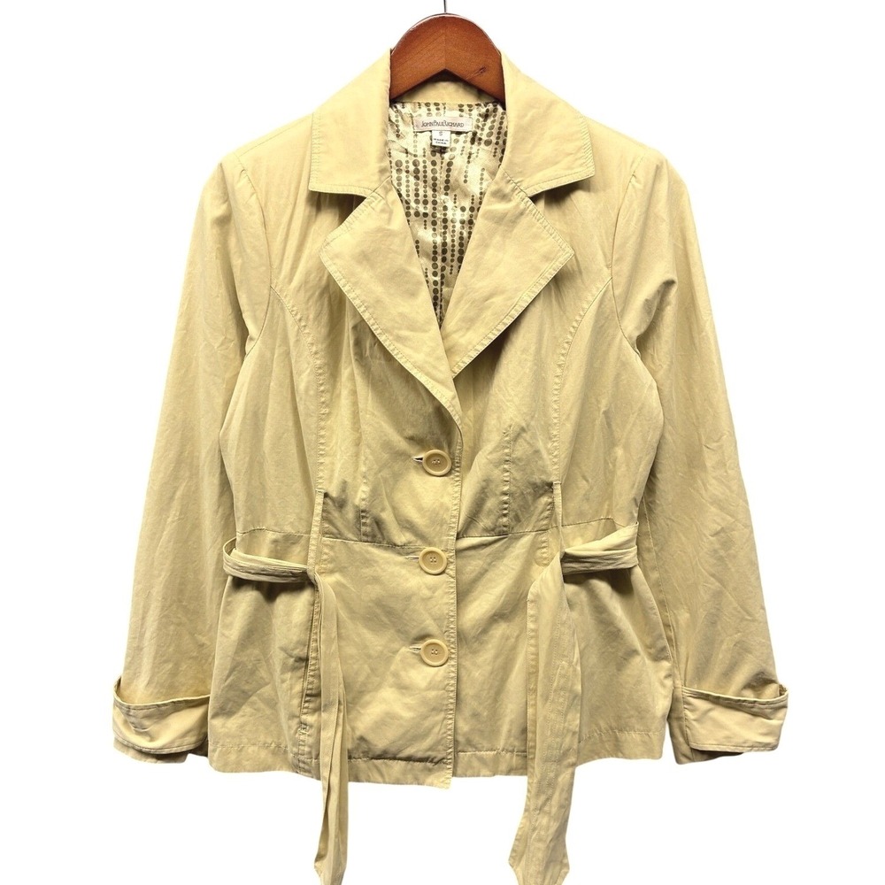 John Paul Richard Belted Trench Jacket Womens S Yellow Business Casual
